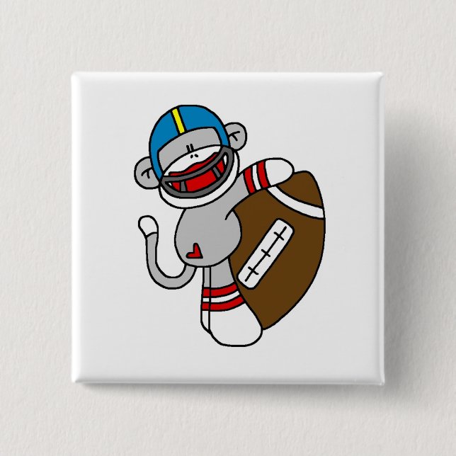 Sock Monkey Football T shirts and Gifts Pinback Button (Front)
