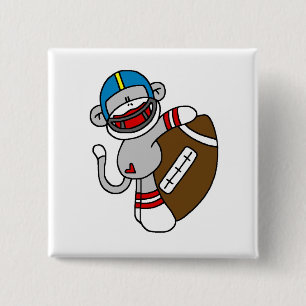 Sock Monkey Football T shirts and Gifts Pinback Button