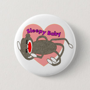 Sock Monkey for Kids "Sleepy Baby"---Adorable Button