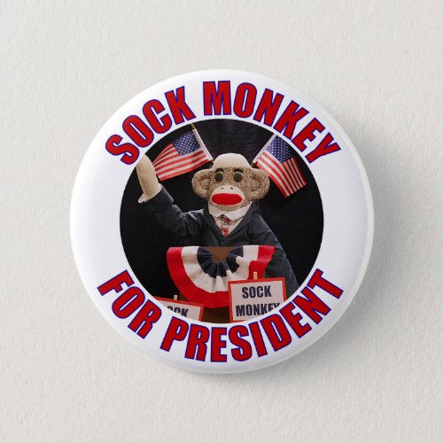 Sock Monkey for President Button