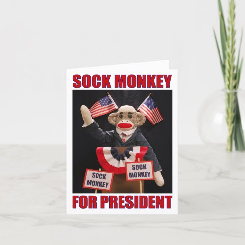 Sock Monkey for President Note Card
