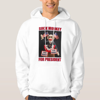 Sock Monkey for President white Hoodie