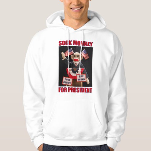 Sock Monkey for President white Hoodie