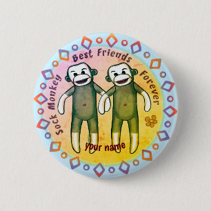 Sock Monkey Friends pin button