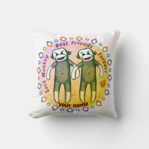 Sock Monkey Friends Throw Pillow