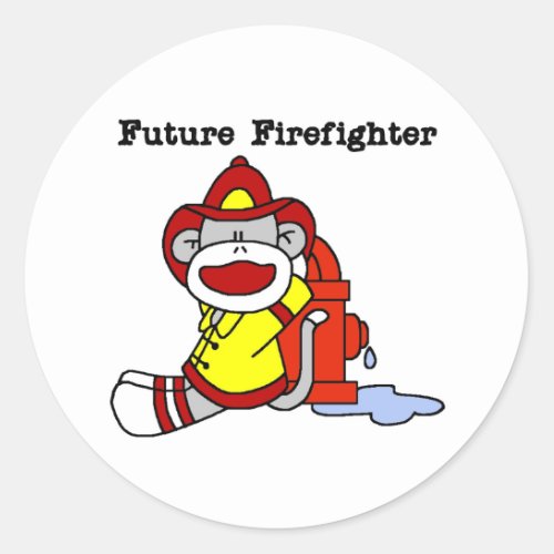 Sock Monkey Future Firefighter Classic Round Sticker