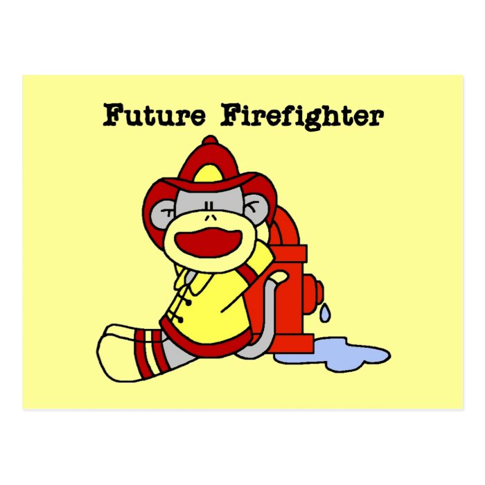 Sock Monkey Future Firefighter Tshirts and Gifts Postcards