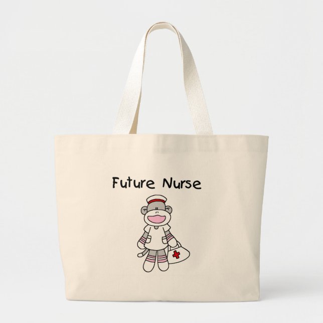SOCK MONKEY FUTURE NURSE LARGE TOTE BAG (Front)