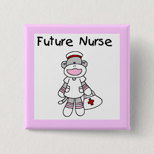 Sock  Monkey Future Nurse T-shirts and Gifts Button