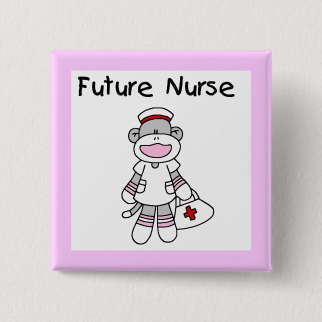 Sock  Monkey Future Nurse T-shirts and Gifts Button (Front)