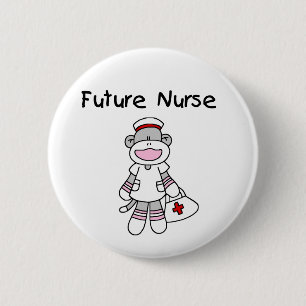 Sock  Monkey Future Nurse T-shirts and Gifts Button