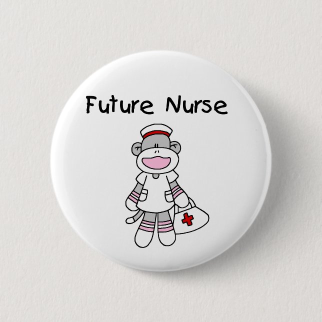Sock  Monkey Future Nurse T-shirts and Gifts Button (Front)