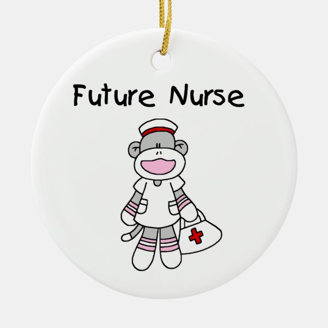 Sock  Monkey Future Nurse T-shirts and Gifts Ceramic Ornament (Front)