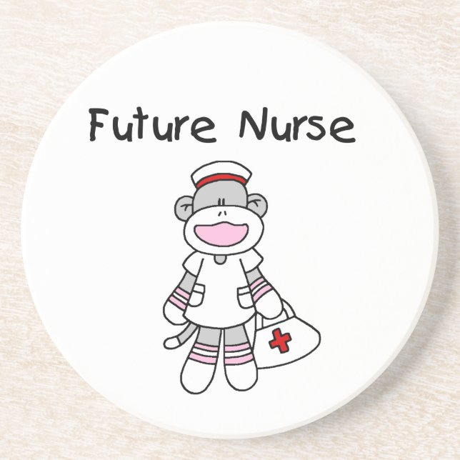 Sock  Monkey Future Nurse T-shirts and Gifts Drink Coaster (Front)