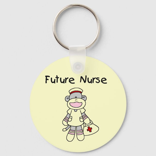 Sock  Monkey Future Nurse T-shirts and Gifts Keychain (Front)
