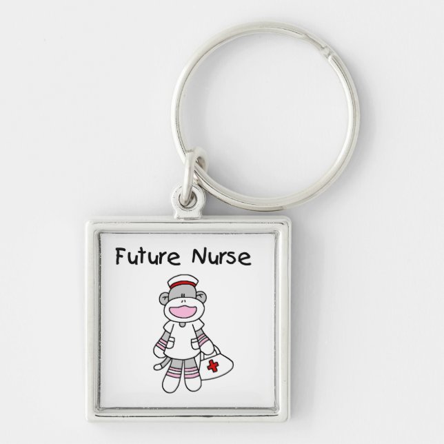 Sock  Monkey Future Nurse T-shirts and Gifts Keychain (Front)