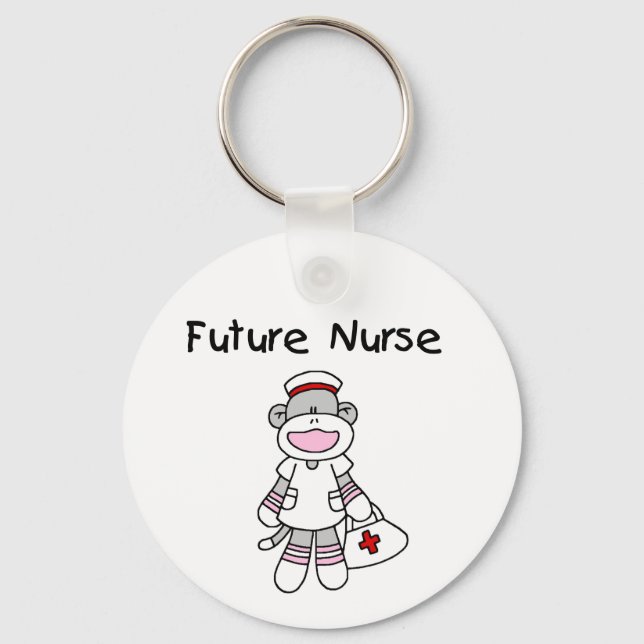 Sock  Monkey Future Nurse T-shirts and Gifts Keychain (Front)