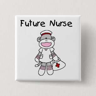Sock  Monkey Future Nurse T-shirts and Gifts Pinback Button