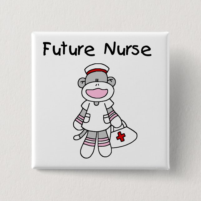 Sock  Monkey Future Nurse T-shirts and Gifts Pinback Button (Front)