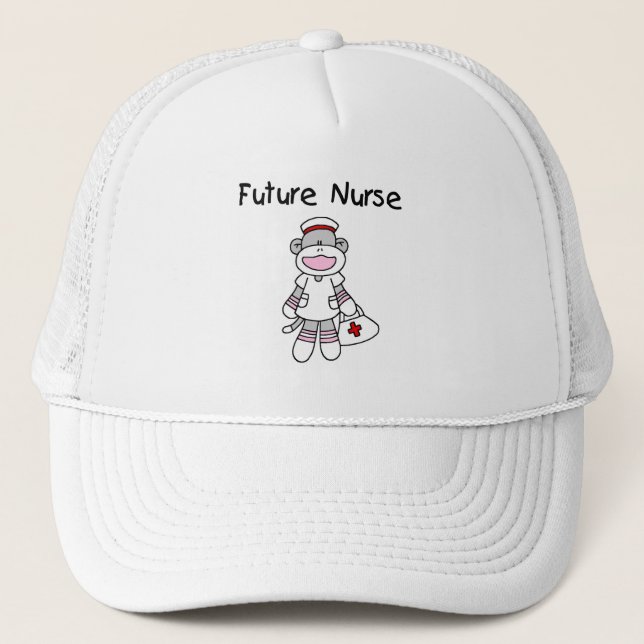Sock  Monkey Future Nurse T-shirts and Gifts Trucker Hat (Front)