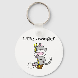 Sock Monkey Girl Little Swinger Keychain