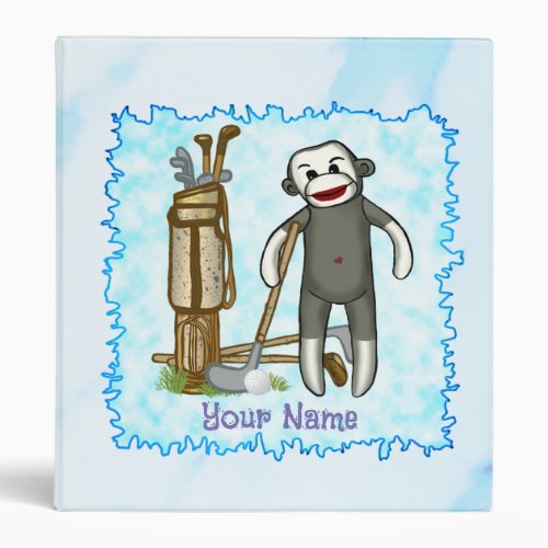 Sock Monkey Golf 3 Ring Binder