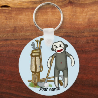 Sock Monkey Golf custom keychain