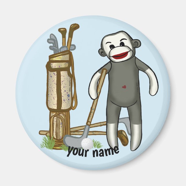Sock Monkey Golf  magnet (Front)