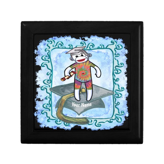 Sock Monkey Grad Cap gift box  (Front)