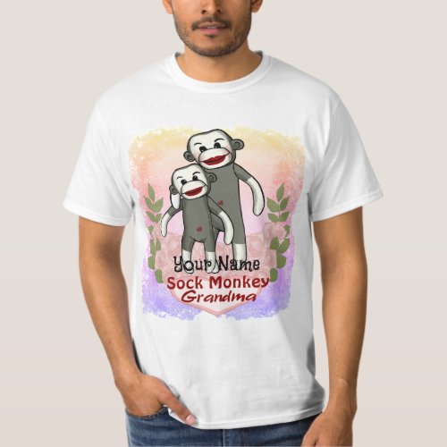 Sock Monkey Grandma custom name T_Shirt