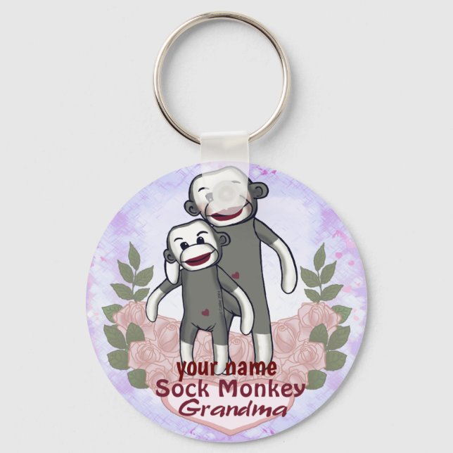 Sock Monkey Grandma  Keychain (Front)
