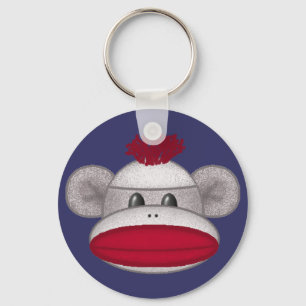 Sock Monkey Head Keychain