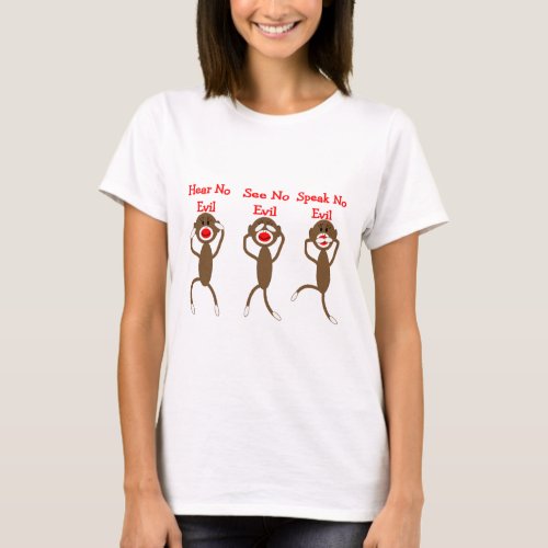 Sock Monkey__Hear Speak See NO EVIL T_Shirt