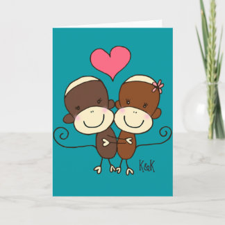 Sock Monkey Hugz Greeting Card