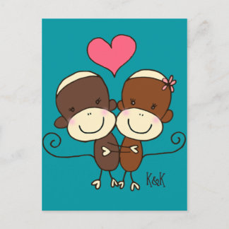 Sock Monkey Hugz Postcard