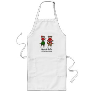 Sock Monkey Hula Luau Couple Long Apron(customize) Apron