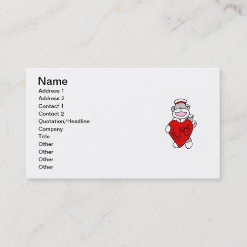 Sock Monkey I Love Nursing T_shirts and Gifts Business Card