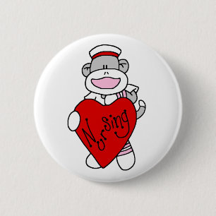 Sock Monkey I Love Nursing T-shirts and Gifts Button