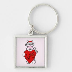 Sock Monkey I Love Nursing T-shirts and Gifts Keychain