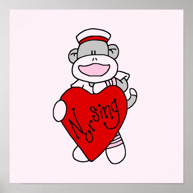 Sock Monkey I Love Nursing T-shirts and Gifts Poster (Front)