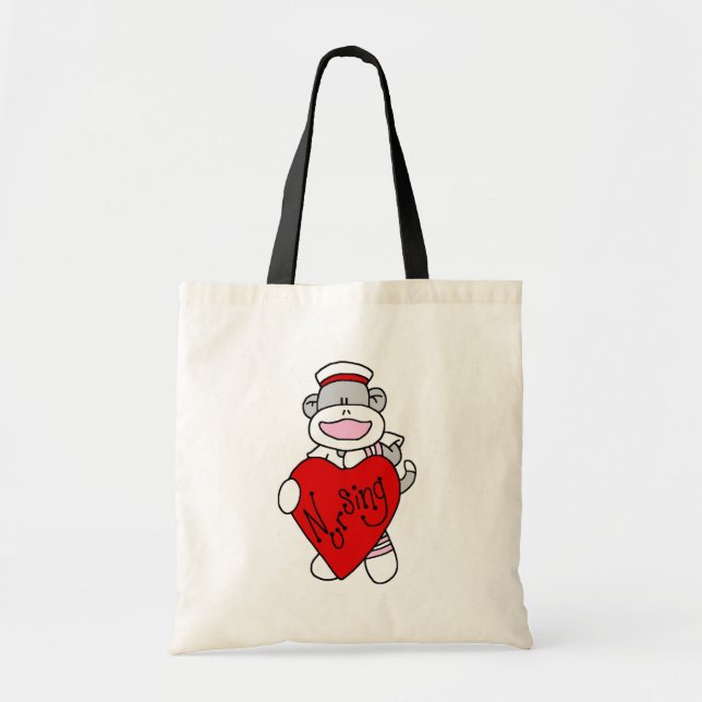 Sock Monkey I Love Nursing T-shirts and Gifts Tote Bag (Front)