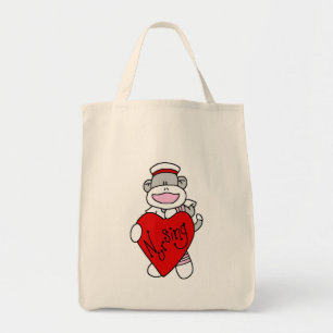 Sock Monkey I Love Nursing T-shirts and Gifts Tote Bag