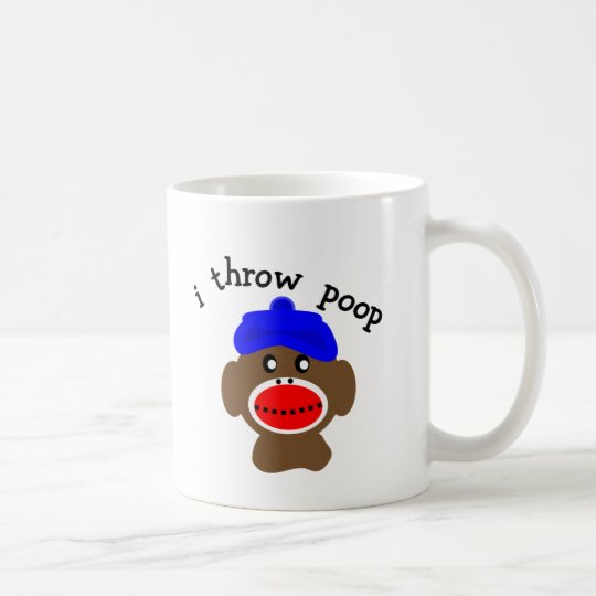 Sock Monkey "I THROW POOP" Coffee Mug