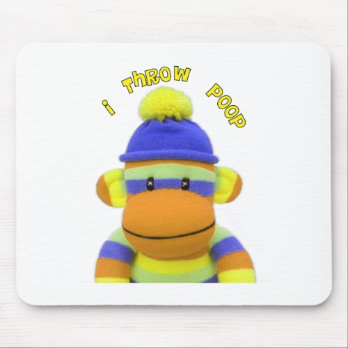 Sock Monkey I Throw Poop Design__Adorable Mouse Pad