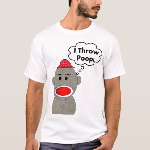 Sock Monkey I Throw Poop Design__Adorable T_Shirt