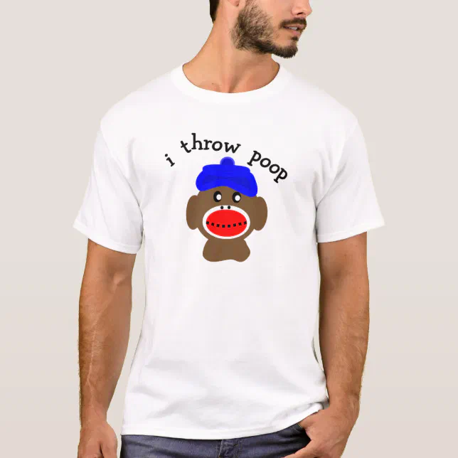 Sock Monkey "I THROW POOP" TShirt Zazzle