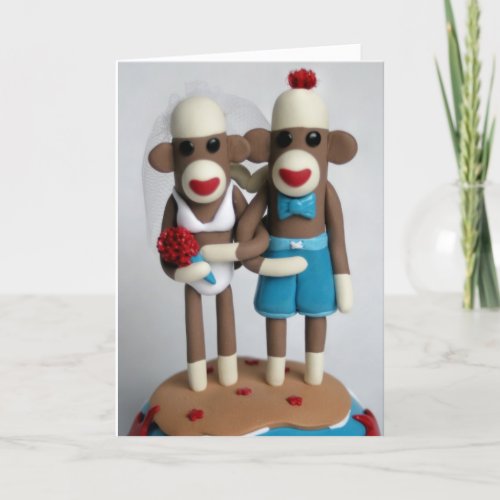 Sock Monkey Island Wedding Card