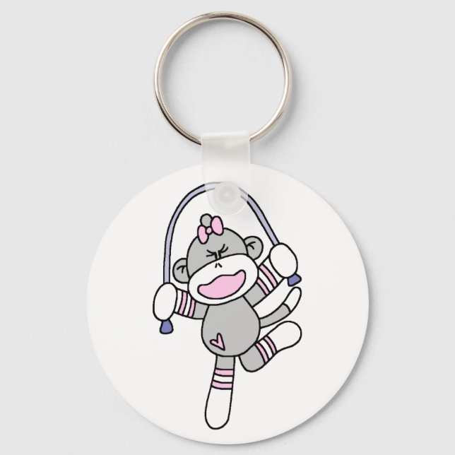 Sock Monkey Jumping Rope Keychain (Front)