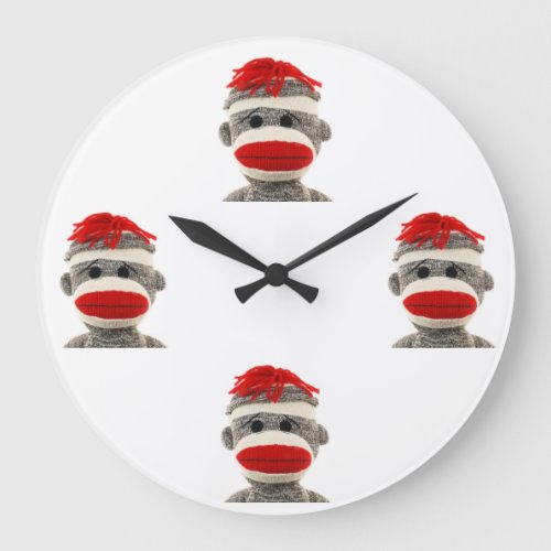 Sock Monkey Large Clock