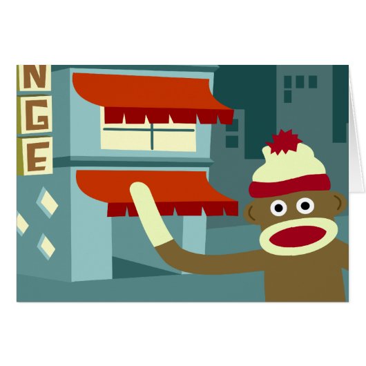 Sock Monkey Lounge Night Cards (Front Horizontal)